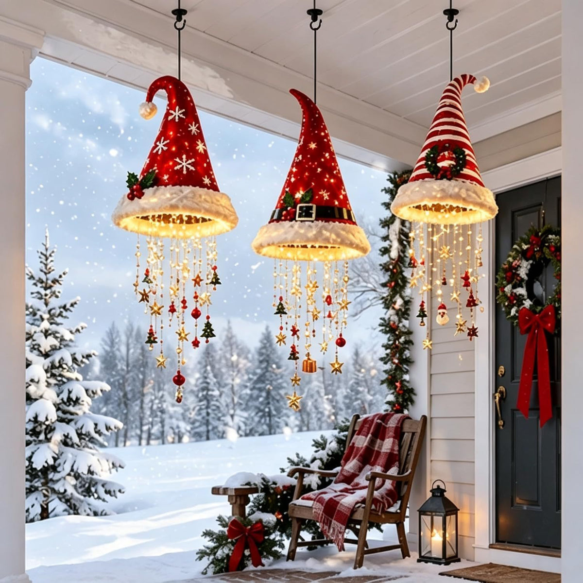 Christmas Hat Hanging Star Light