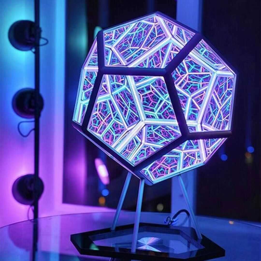 Infinity Dodecahedron Night Light | Mirror Illusion Art Lamp