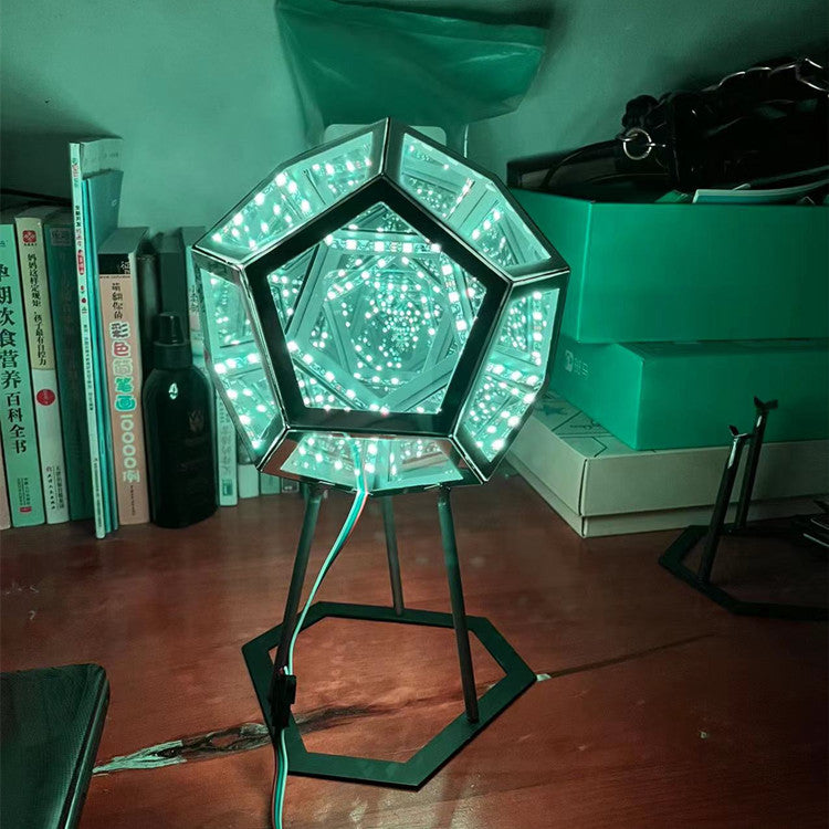 Infinity Dodecahedron Night Light | Mirror Illusion Art Lamp