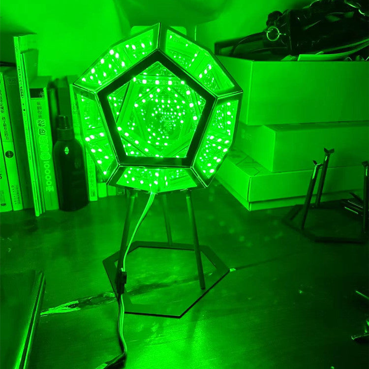 Infinity Dodecahedron Night Light | Mirror Illusion Art Lamp