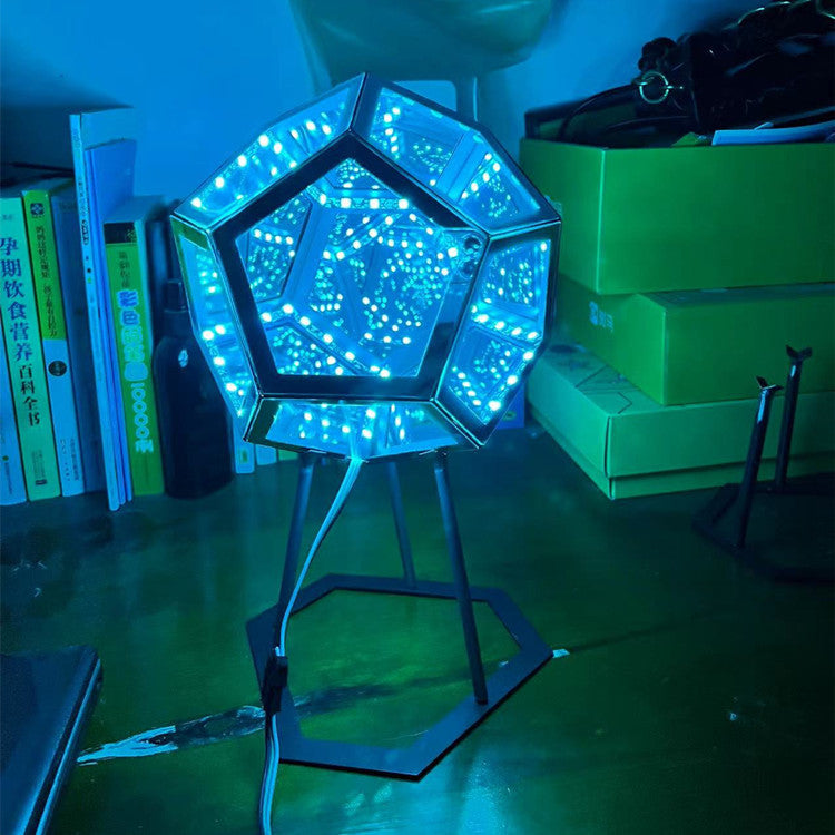 Infinity Dodecahedron Night Light | Mirror Illusion Art Lamp