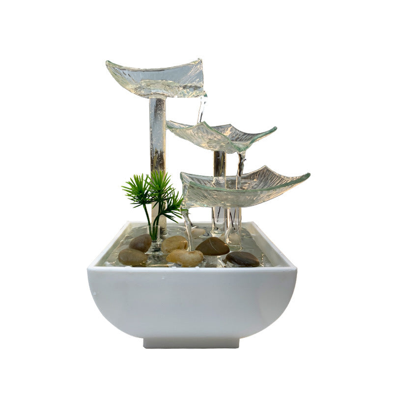 Tiered Leaf Tabletop Water Fountain | Circulating Water Desk Decor