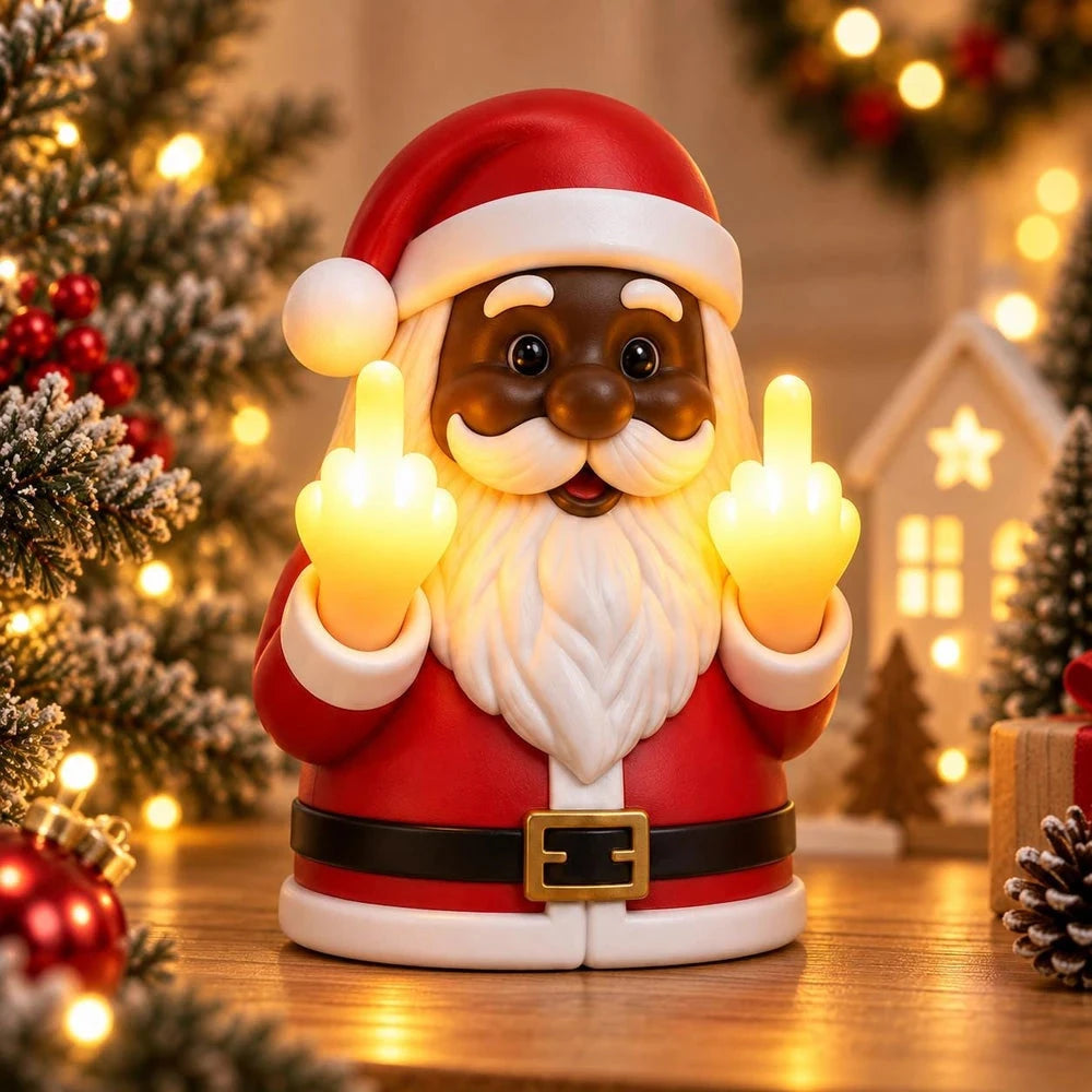 Santa Black LED light – dark-skin Santa funny Christmas decor