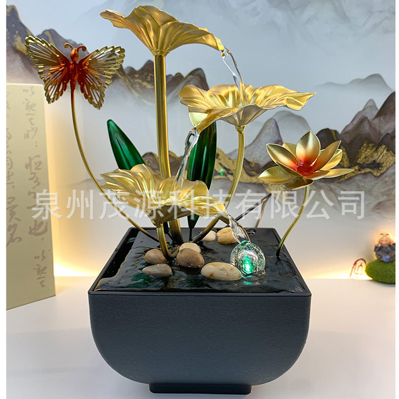 Tiered Leaf Tabletop Water Fountain | Circulating Water Desk Decor
