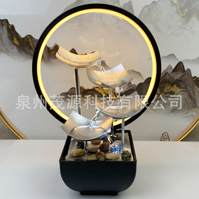 Tiered Leaf Tabletop Water Fountain | Circulating Water Desk Decor