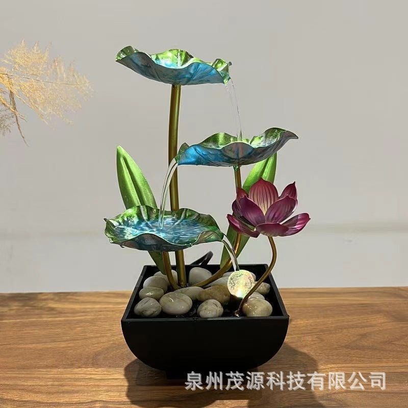 Tiered Leaf Tabletop Water Fountain | Circulating Water Desk Decor