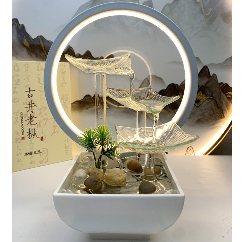 Tiered Leaf Tabletop Water Fountain | Circulating Water Desk Decor