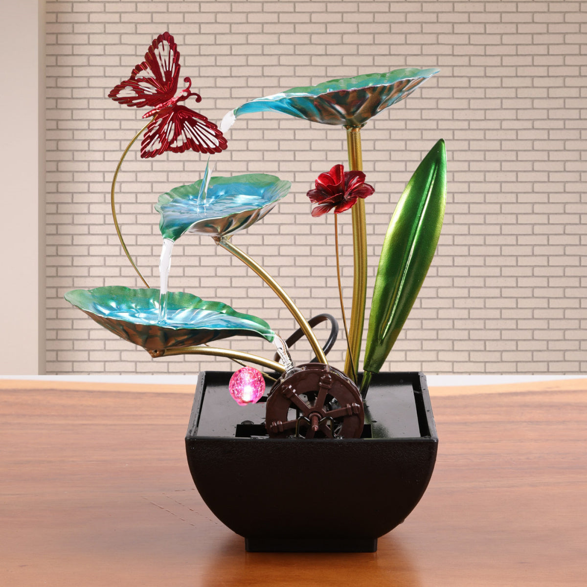 Tiered Leaf Tabletop Water Fountain | Circulating Water Desk Decor