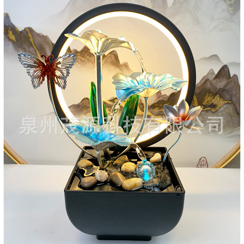 Tiered Leaf Tabletop Water Fountain | Circulating Water Desk Decor
