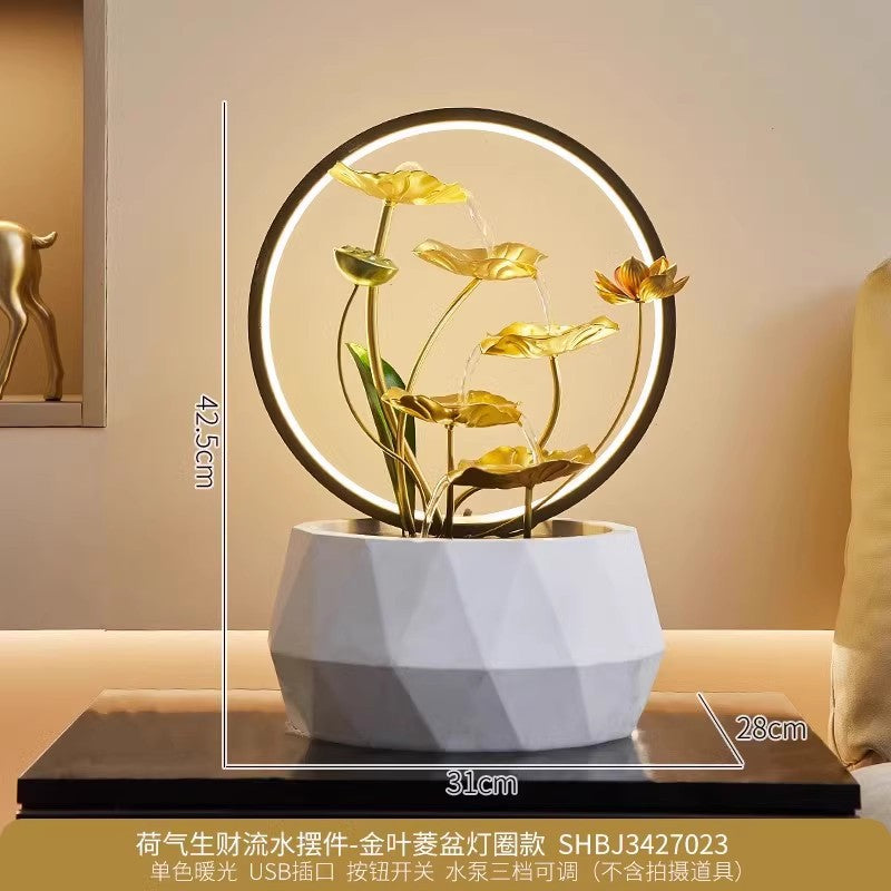 Lotus Leaf Tabletop Water Fountain | Flowing Water Desk Ornament