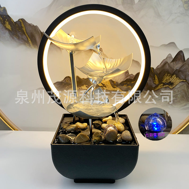 Tiered Leaf Tabletop Water Fountain | Circulating Water Desk Decor