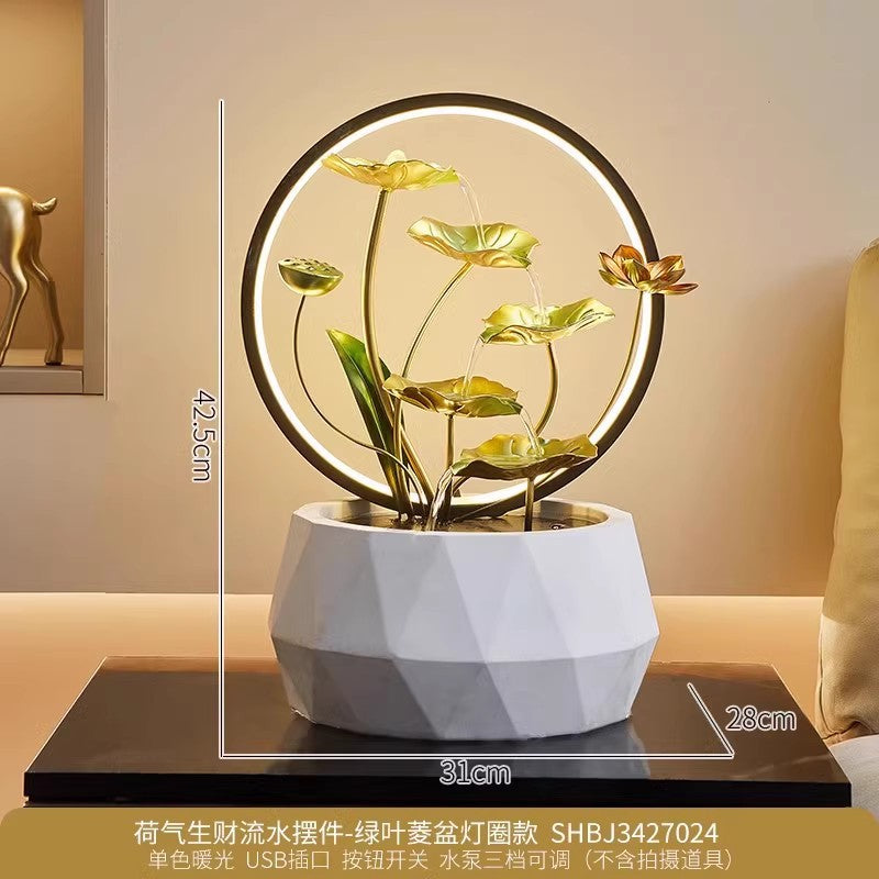 Lotus Leaf Tabletop Water Fountain | Flowing Water Desk Ornament