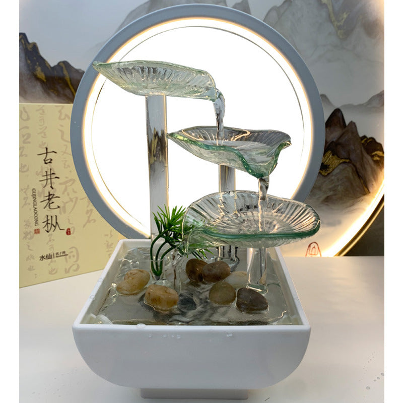 Tiered Leaf Tabletop Water Fountain | Circulating Water Desk Decor