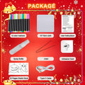 What is included with the light-up drawing board: markers, cloth, spray bottle, sketch book and cable