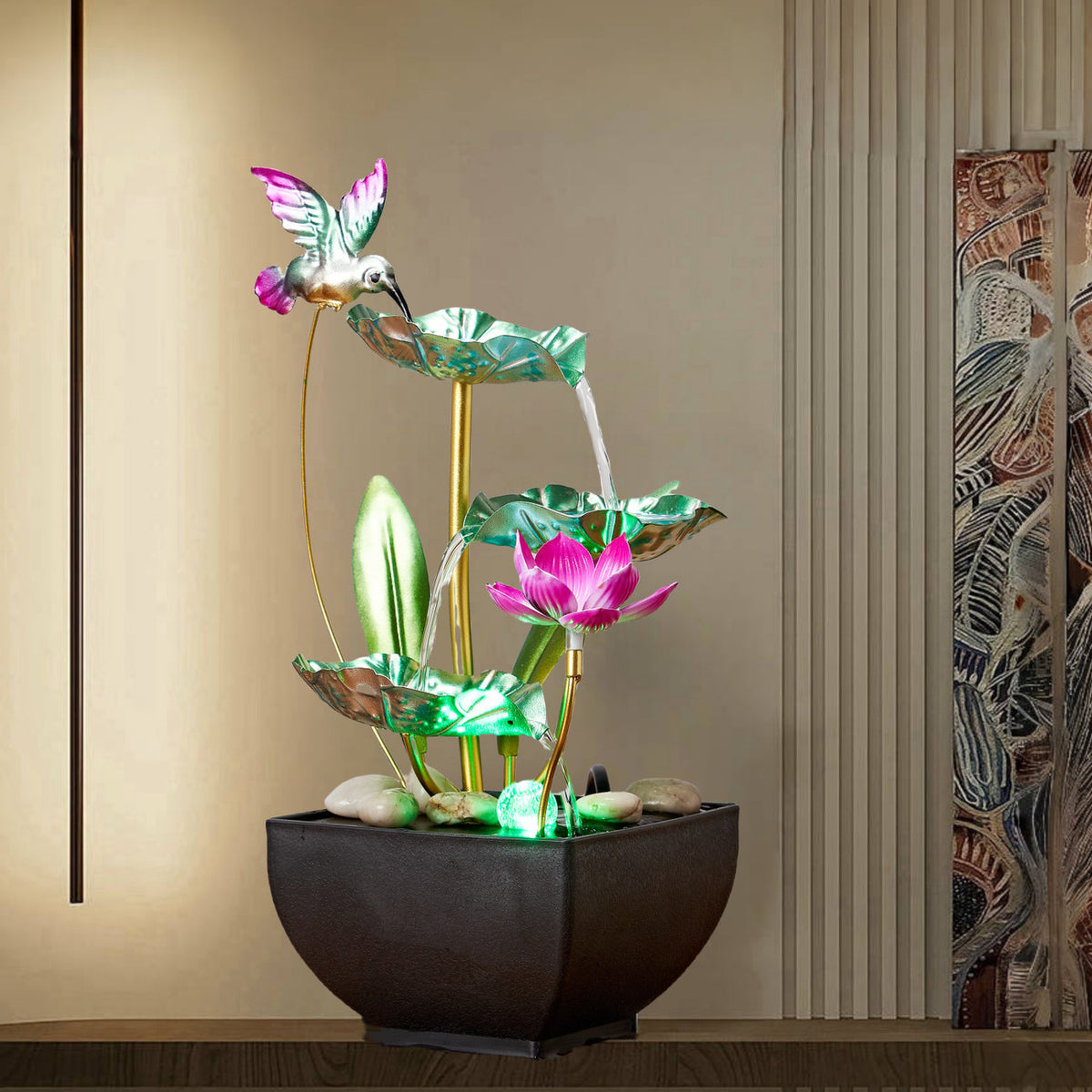 Tiered Leaf Tabletop Water Fountain | Circulating Water Desk Decor