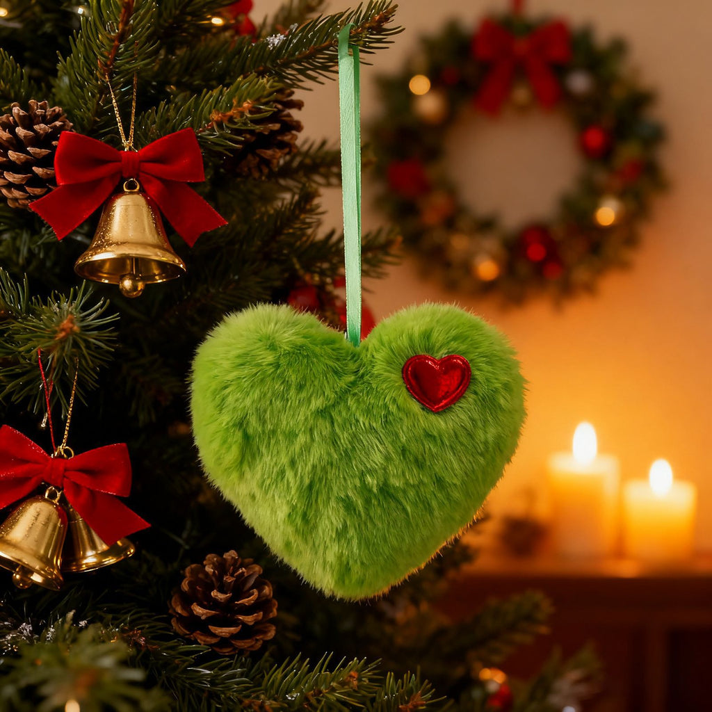 Green fluffy heart Christmas ornament – photo 7