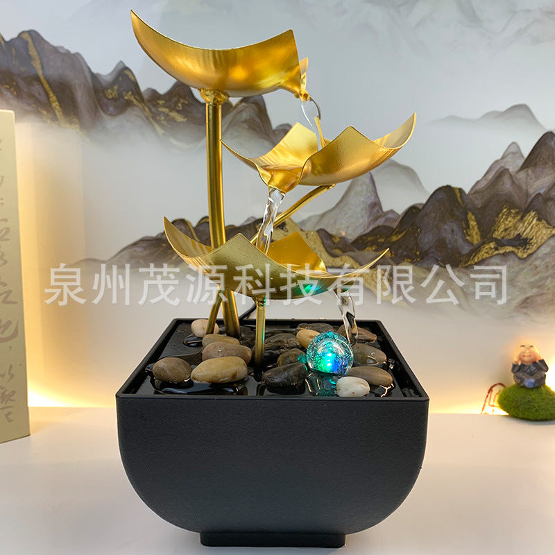 Tiered Leaf Tabletop Water Fountain | Circulating Water Desk Decor