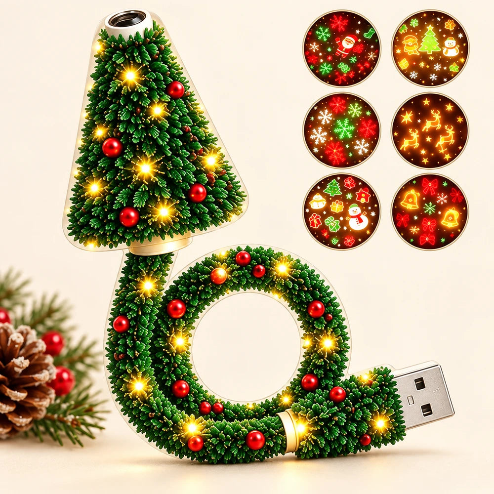 USB Christmas Tree Projector Night Light | 6 Festive Patterns