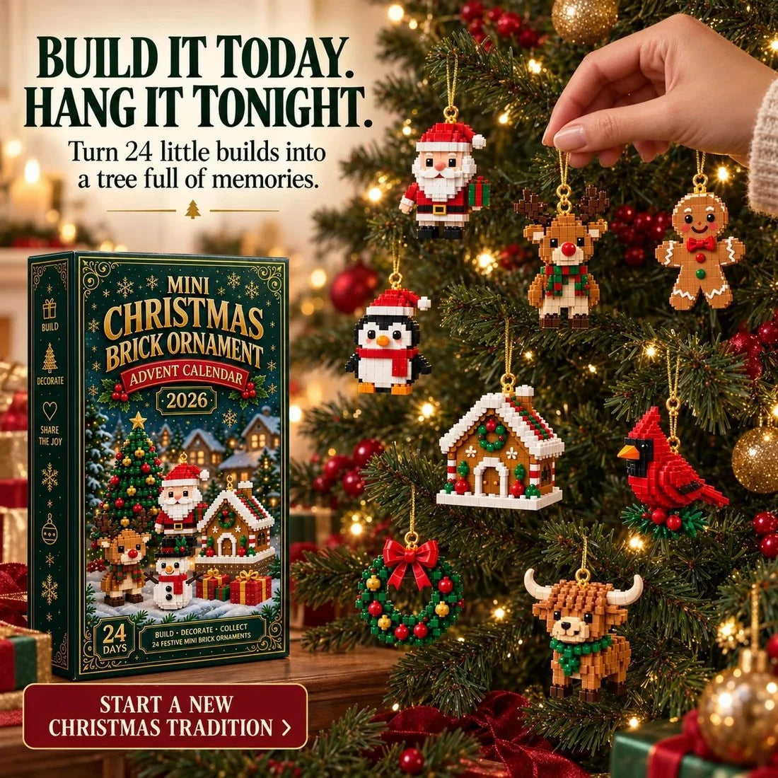 24-Day Mini Christmas Ornament Advent Calendar | Build, Hang & Collect