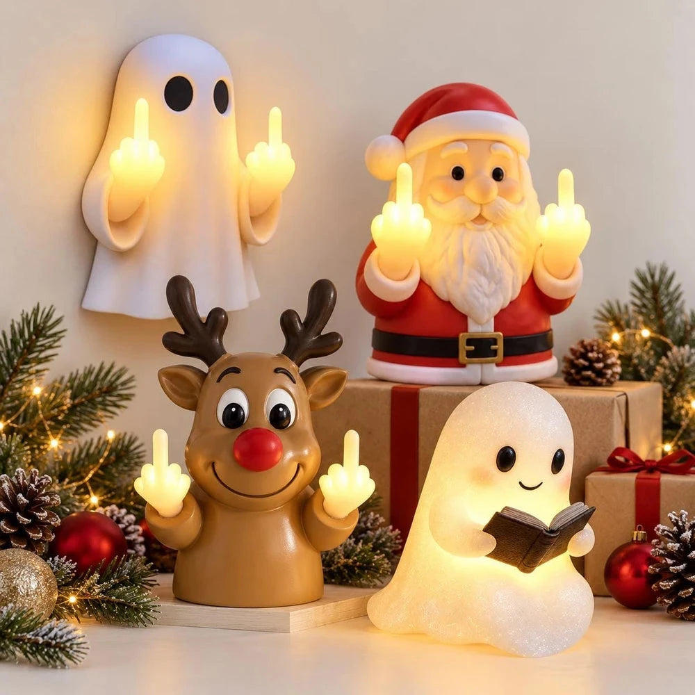 Funny Santa Middle Finger Light – Christmas LED Night Light Gift